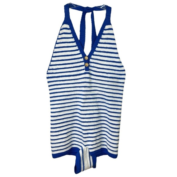 My Beachy Side - NWT ‘Emily in Paris’ Loulou’ Hand-Crocheted Romper- Blue, Large - Picture 7 of 16